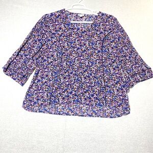 J.Jill Tunic Blouse Women's Petite XL Dixie Floral Lightweight Flowy Casual Fall